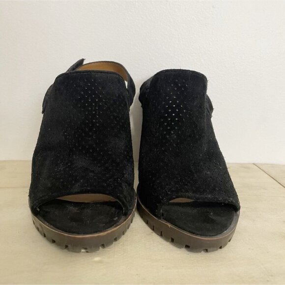 Franco Sarto Size 7.5 Peep Toe Sling Back Booties Block Heel - Picture 1 of 11